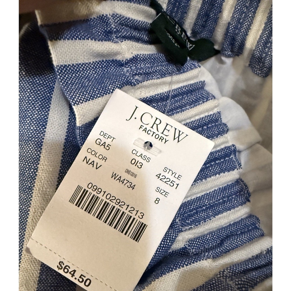 J Crew Linen Blend Blue White Stripe HR Mini Skirt Size 8 NWT Coastal Core Y2K - Picture 3 of 4